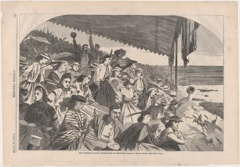 Our Watering Places – Horse Racing at Saratoga (from "Harper's Weekly," Vol. IX) Wall Art by Winslow Homer - High-Resolution Digital Print