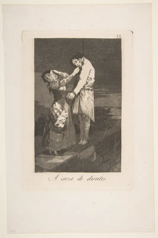 Out hunting for teeth (A caza des dientes), plate 12 from "Los Caprichos"