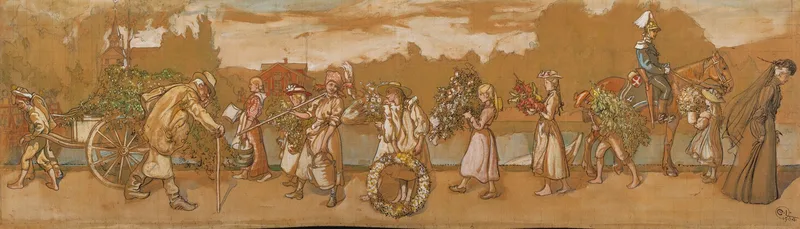 Outdoors Blows the Summer Wind Wall Art by Carl Larsson - High-Resolution Digital Print