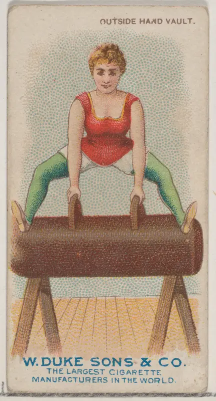 Outside Hand Vault, from the Gymnastic Exercises series (N77) for Duke brand cigarettes Wall Art by W. Duke, Sons & Co. - High-Resolution Digital Print