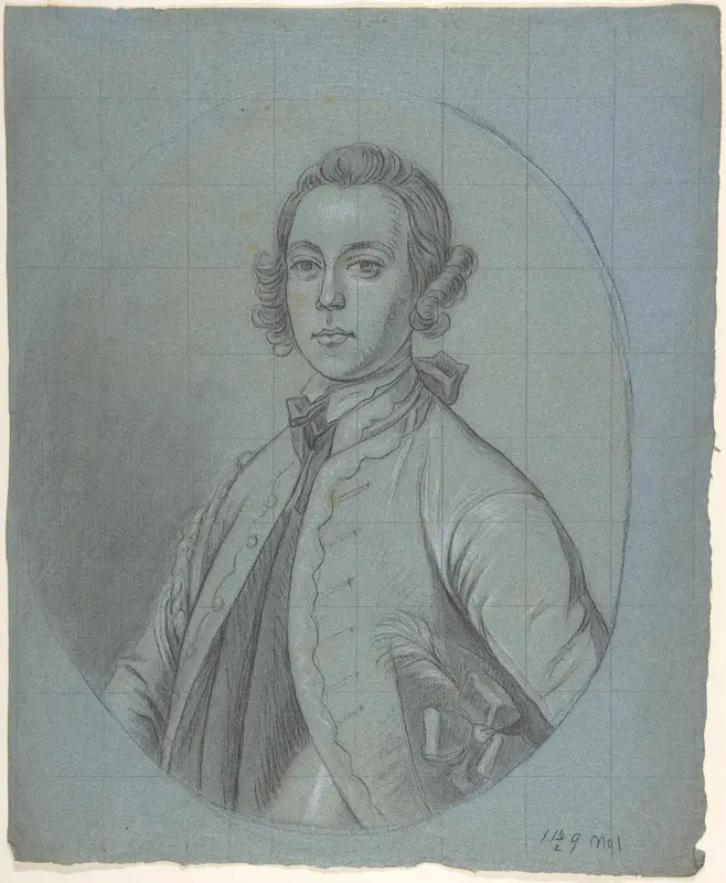 Oval, bust-length portrait study of a young man Wall Art by Joseph van Aken - High-Resolution Digital Print