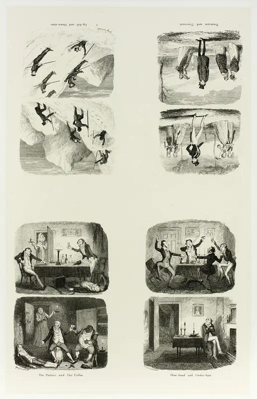 Over-Head and Under-Foot from George Cruikshank's Steel Etchings to The Comic Almanacks: 1835-1853 (top left) Wall Art by George Cruikshank - High-Resolution Digital Print