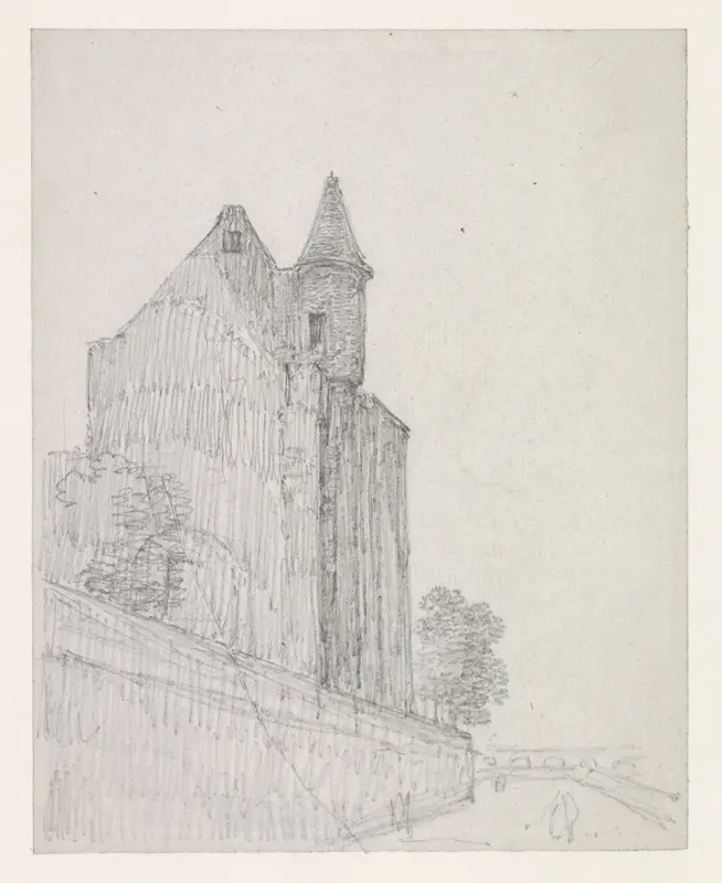 Overblijfsel van een Middeleeuws gebouw aan de Seine-kade Wall Art by Georges Michel - High-Resolution Digital Print