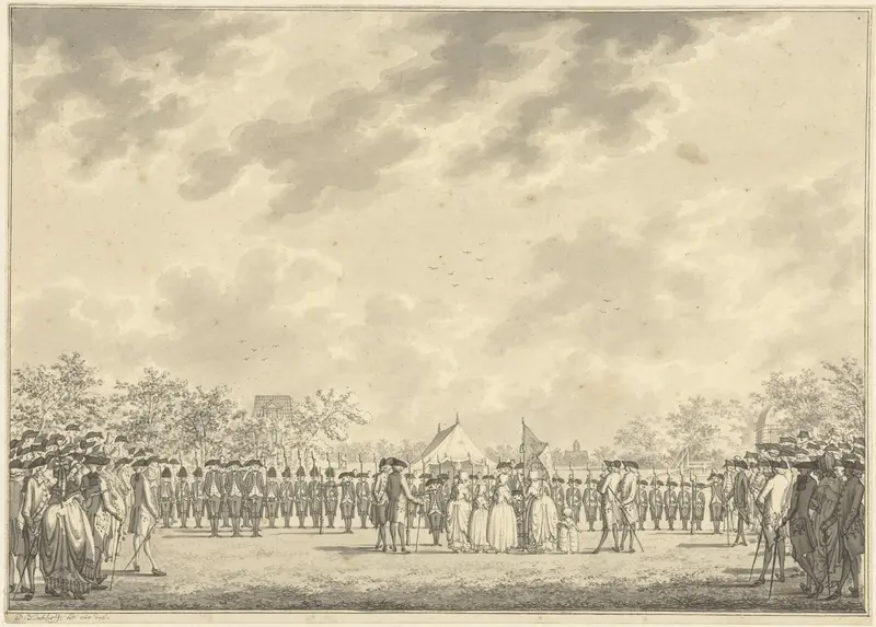 Overdracht van geschenken aan het exercitiegenootschap Bato's Kroost, 1786 Wall Art by Unknown - High-Resolution Digital Print