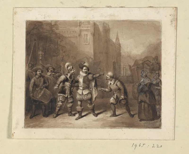 Overhandiging van de sleutel van Huis ter Eem aan Spaanse soldaten Wall Art by Unknown - High-Resolution Digital Print