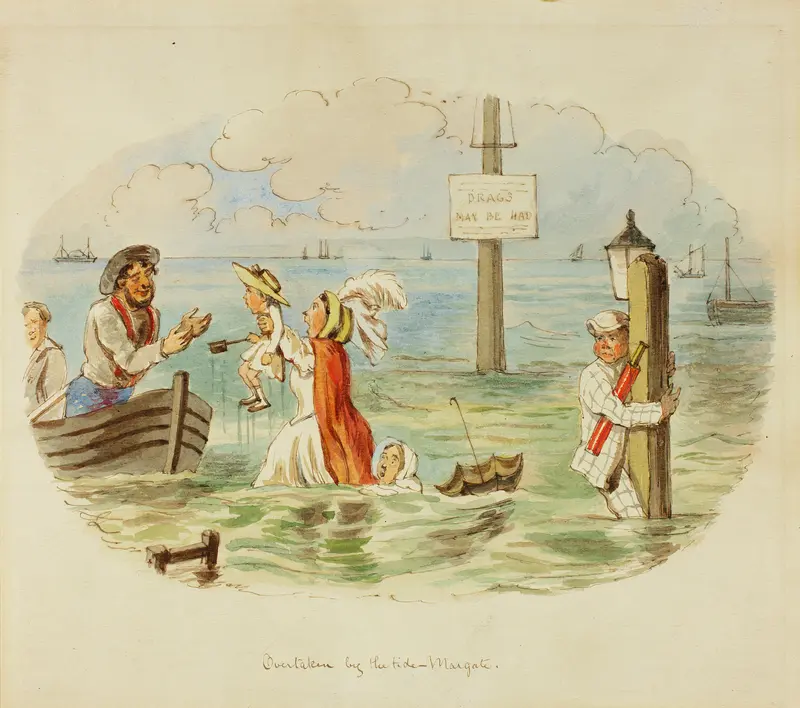 Overtaken by the Tide-Margate Wall Art by John Leech - High-Resolution Digital Print