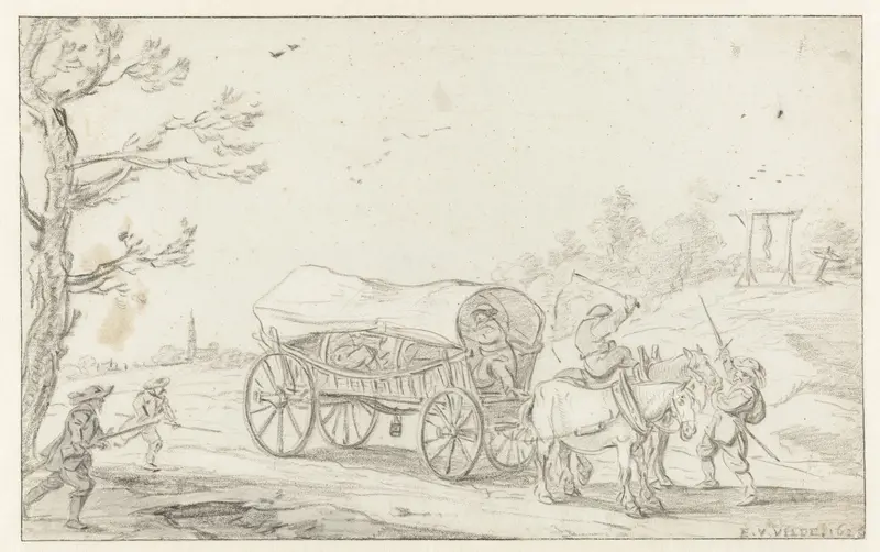 Overval op een reiswagen Wall Art by Unknown - High-Resolution Digital Print