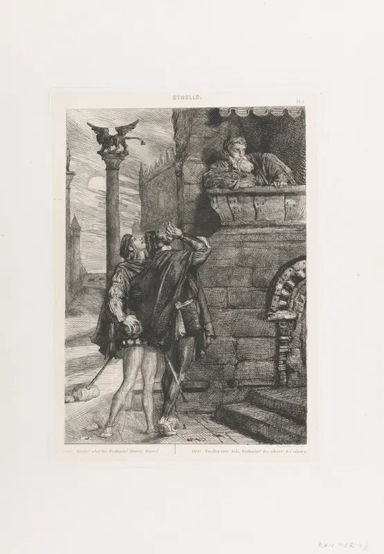 "Owake! what ho! Brabantio! thieves! thieves!": plate 1 from Othello (Act 1, Scene 1) Wall Art by Théodore Chassériau - High-Resolution Digital Print