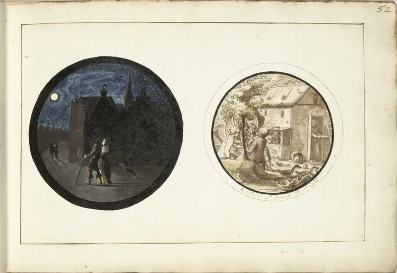 Paar bij maanlicht en Abraham en de engelen Wall Art by Gesina ter Borch - High-Resolution Digital Print