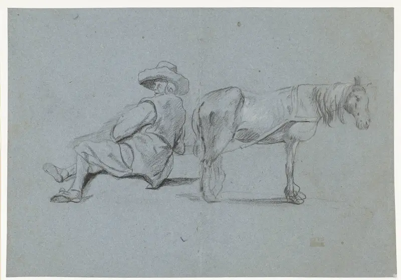 Paard en liggende man Wall Art by Unknown - High-Resolution Digital Print