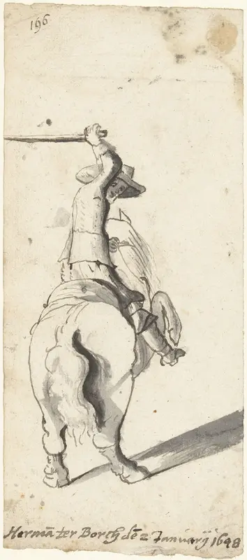 Paard en ruiter, van achteren Wall Art by Unknown - High-Resolution Digital Print
