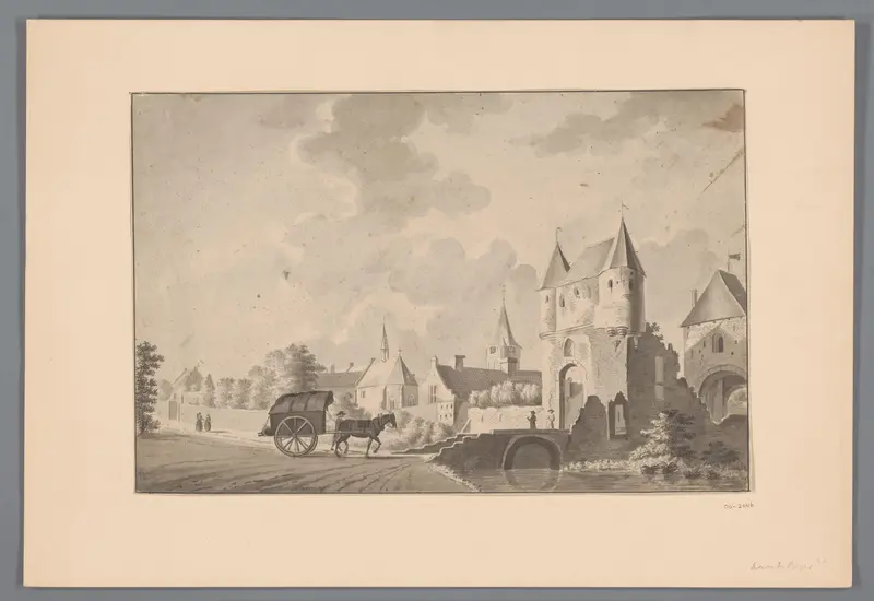 Paard en wagen bij de Loopoort te Uedem Wall Art by anonymous - High-Resolution Digital Print