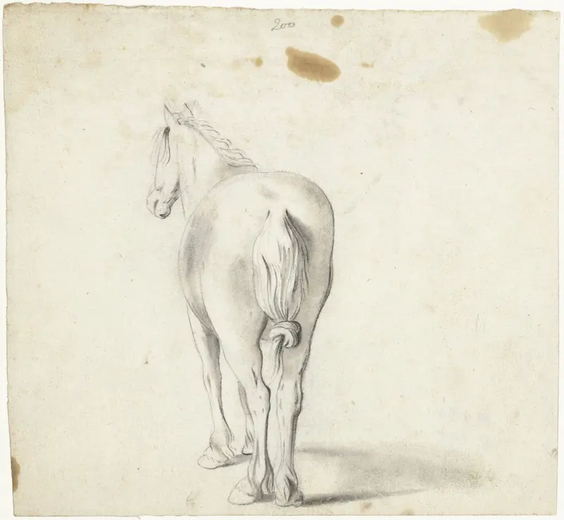 Paard met geknoopte staart, van achteren Wall Art by Unknown - High-Resolution Digital Print