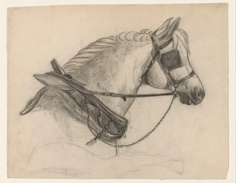 Paard met oogkleppen Wall Art by Johannes Tavenraat - High-Resolution Digital Print