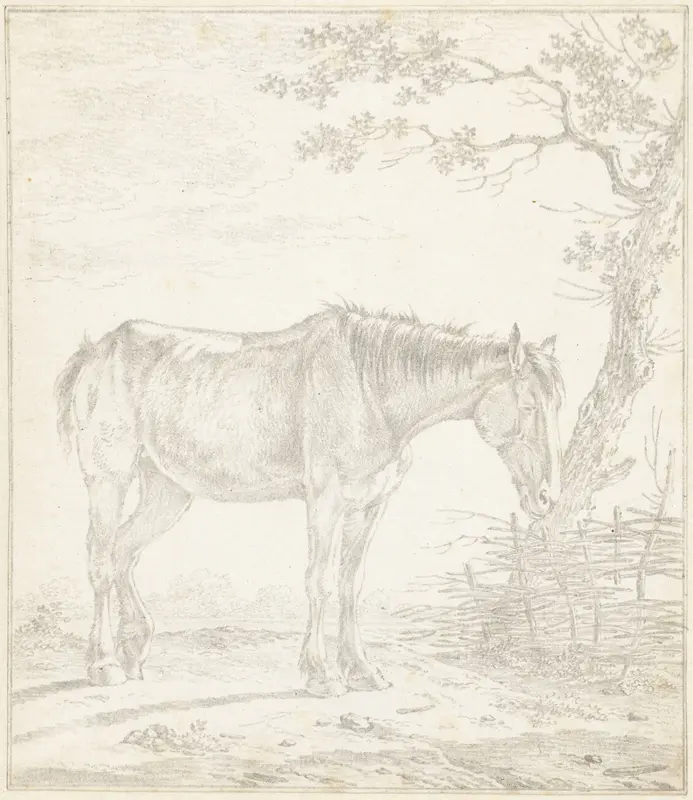 Paard, staande bij een boom Wall Art by Johannes Christiaan Janson - High-Resolution Digital Print