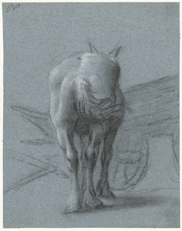Paard, van achteren, bij een wagen Wall Art by Moses ter Borch - High-Resolution Digital Print