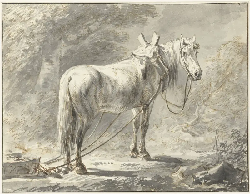 Paard voor een slede, naar rechts Wall Art by Dirk Langendijk - High-Resolution Digital Print
