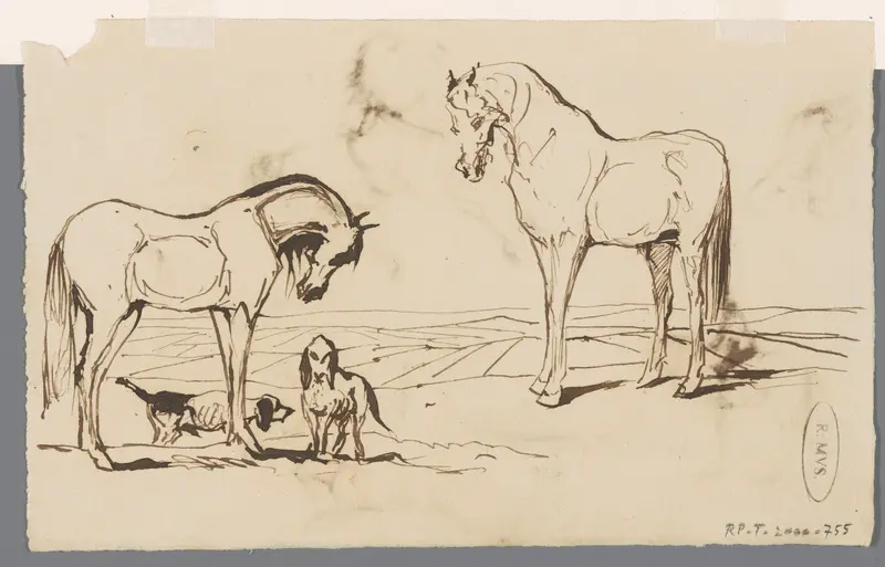 Paarden en honden Wall Art by Unknown - High-Resolution Digital Print