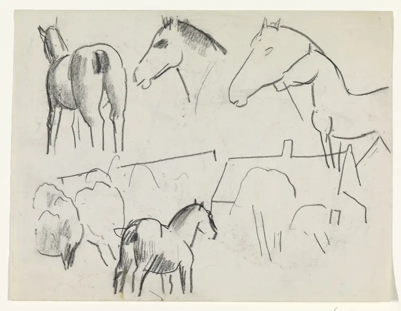 Paarden en huizen Wall Art by Leo Gestel - High-Resolution Digital Print
