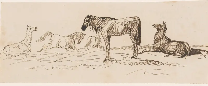 Paarden in een wei Wall Art by Johannes Tavenraat - High-Resolution Digital Print