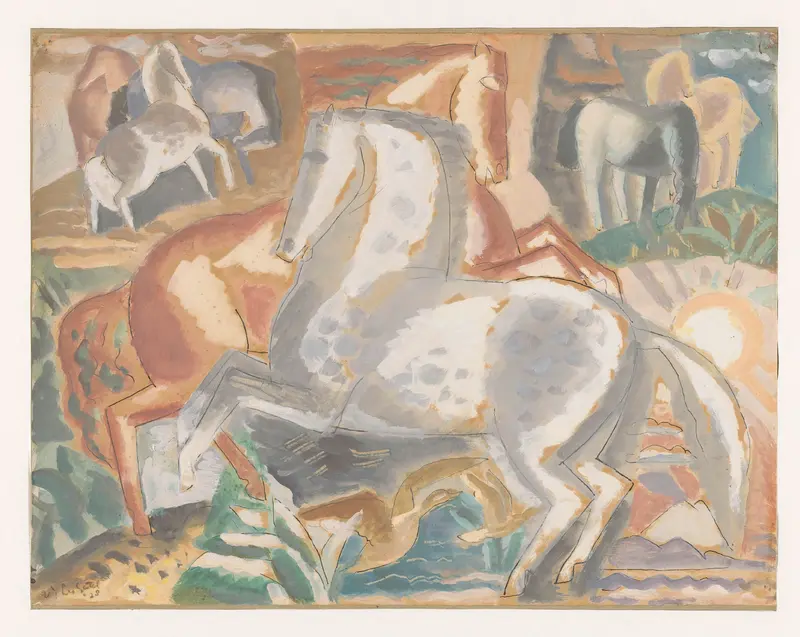 Paarden in landschap Wall Art by Unknown - High-Resolution Digital Print