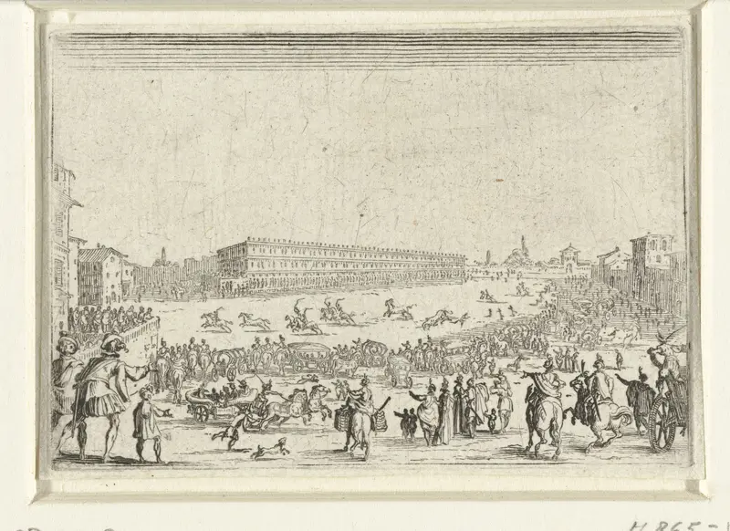 Paardenrennen op de Piazza Pitti te Florence Wall Art by Jacques Callot - High-Resolution Digital Print