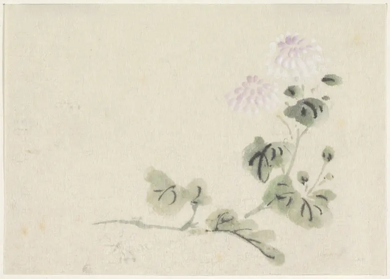 Paars-witte chrysanten Wall Art by Utagawa Kuniyoshi - High-Resolution Digital Print