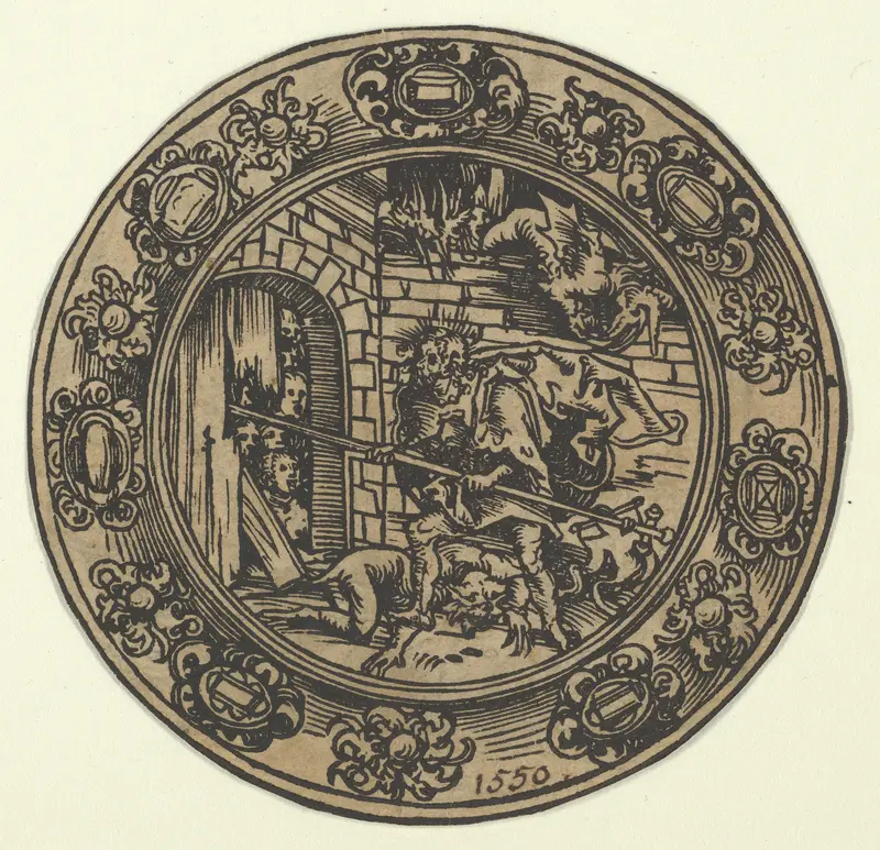Pacifical-medaillon with Christ in Limbo Wall Art by Lucas Cranach the Elder - High-Resolution Digital Print