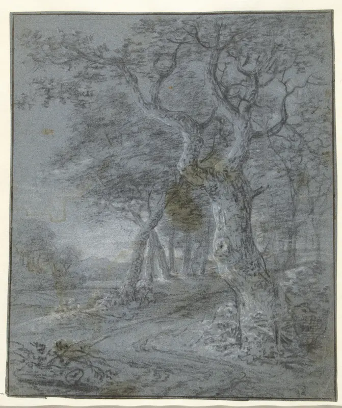 Pad waarlangs bomen staan in een heuvellandschap Wall Art by Simon de Vlieger - High-Resolution Digital Print