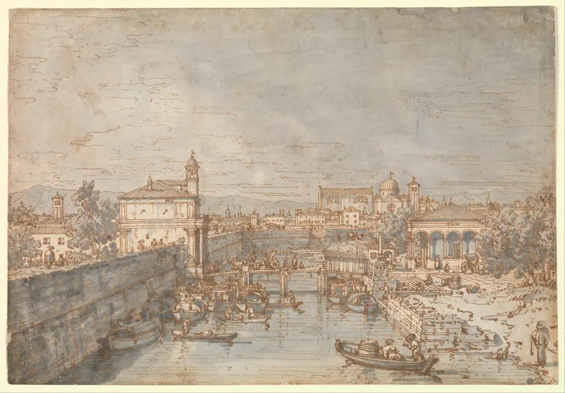 Padua: The River Bacchiglione and the Porta Portello Wall Art by Canaletto (Giovanni Antonio Canal) - High-Resolution Digital Print
