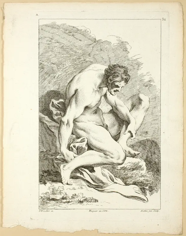 Page 32, from Premier Livre de Figures d’Academies Gravées en Partie par les Professeurs de l’Académie Royale Wall Art by Pierre Aveline - High-Resolution Digital Print