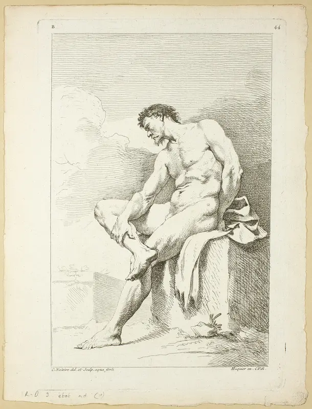 Page 44, from Seconde Livre de Figures d'Academies Gravées en Partie par les Professeurs de l’Académie Royale Wall Art by Charles-Joseph Natoire - High-Resolution Digital Print