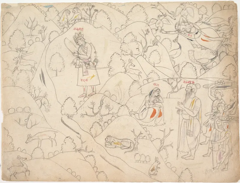 Page from a Dispersed Ramayana (Story of Rama) Wall Art by Unknown - High-Resolution Digital Print