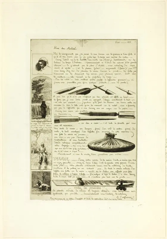 Page one, from Letter on the Elements of Etching Wall Art by Adolphe Martial Potémont - High-Resolution Digital Print