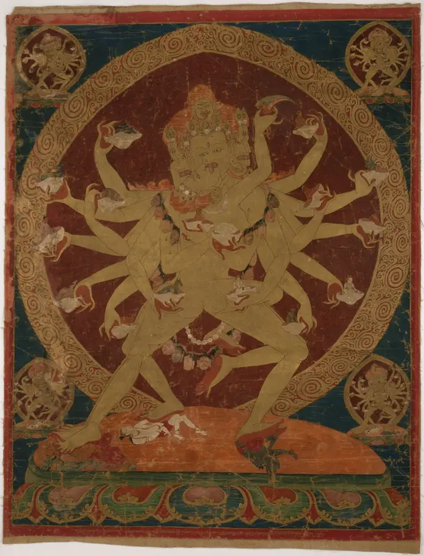 Painted Banner (Thangka) of Skull-Cup Bearing (Kapâladhara) Hevajra Wall Art by Unknown - High-Resolution Digital Print