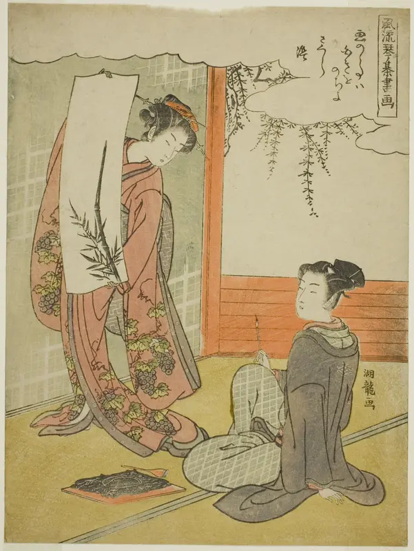 Painting, from the series "Fashionable Versions of the Four Accomplishments (Furyu kinkishoga)" Wall Art by Isoda Koryusai - High-Resolution Digital Print