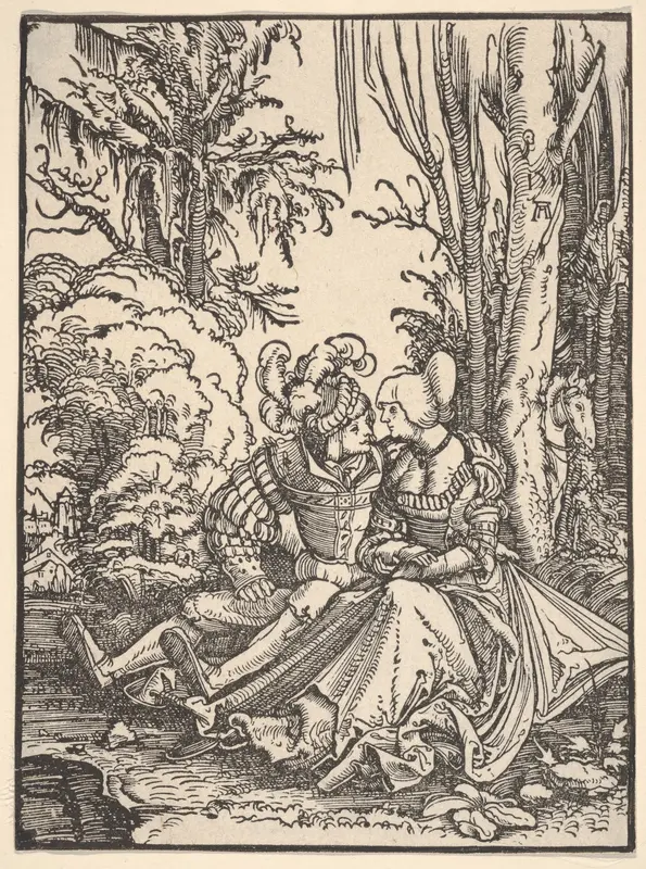 Pair of Lovers in the Forest Wall Art by Albrecht Altdorfer - High-Resolution Digital Print