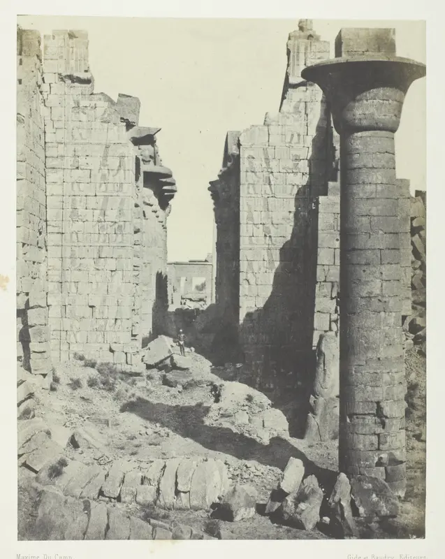 Palais de Karnak, Cour des Bubastites et Entrée Principale de la Salle Hypostyle; Thèbes, plate 37 from the album "Egypte, Nubie, Palestine et Syrie" (1852)