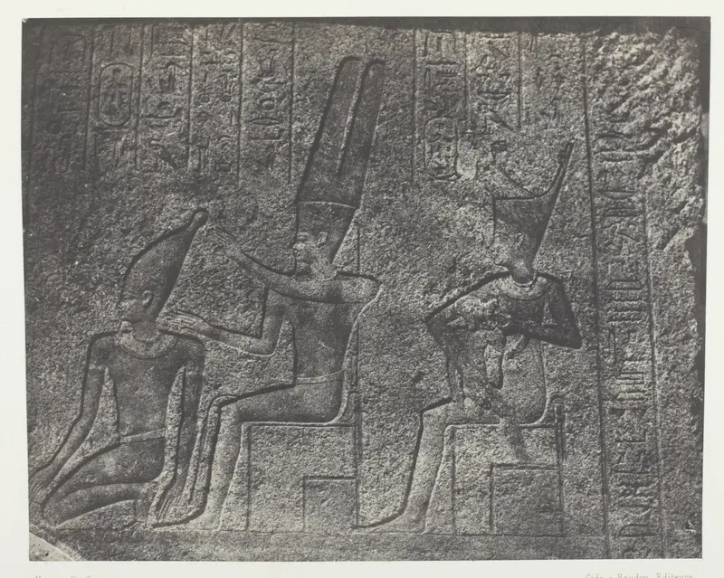 Palais de Karnak, Sculptures Extérieures du Sanctuaire de Granit; Thèbes, plate 40 from the album "Egypte, Nubie, Palestine et Syrie" (1852)