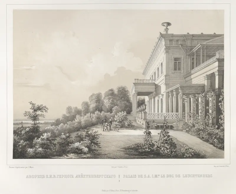 Palais de S.A.I.Mgr. Le Duc de Leuchtenberg, from "Vues pittoresques des palais & jardins impériaux aux environs de St. Petersbourg" Wall Art by J. Meyer - High-Resolution Digital Print