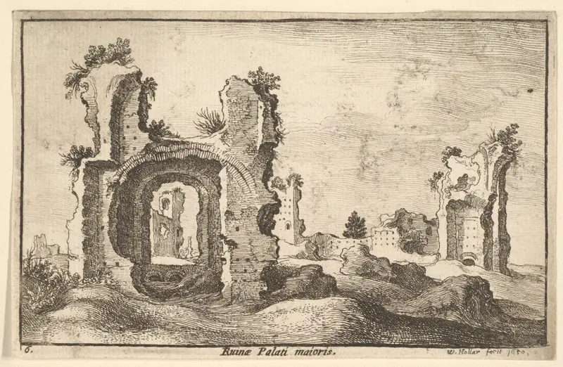 Palati maioris (Palatine Palace, Rome), from "Roman Ruins" Wall Art by Wenceslaus Hollar - High-Resolution Digital Print