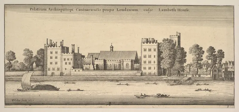 Palatium Archiepiscopi Cantuariensis propae Londinum vulgo Lambeth House (Lambeth House: Palace of the Archbishop of Canterbury, London) Wall Art by Wenceslaus Hollar - High-Resolution Digital Print