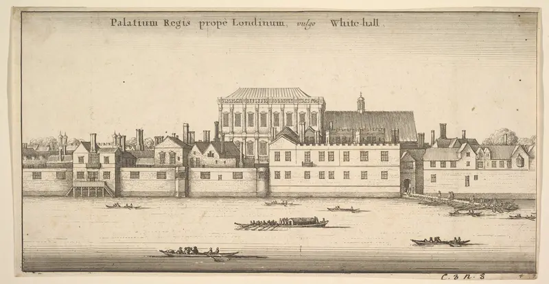 Palatium Regis prope Londinum, vulgo White-hall (Royal Palace of Whitehall, London) Wall Art by Wenceslaus Hollar - High-Resolution Digital Print