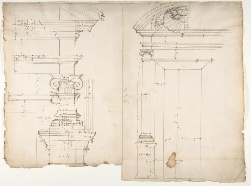 Palazzo dei Conservatori, window, elevation; window, details, elevation (recto) blank (verso)