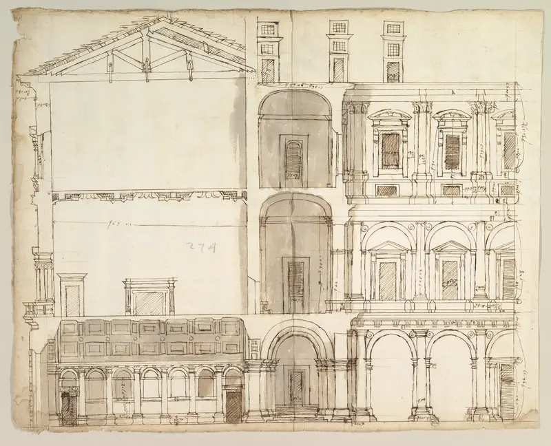 Palazzo Farnese, section (recto) blank (verso)