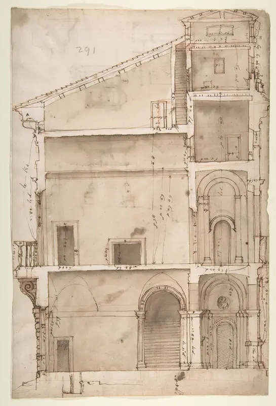 Palazzo Salviati in Rome, section (recto); Palazzo Salviati in Rome, details (verso)
