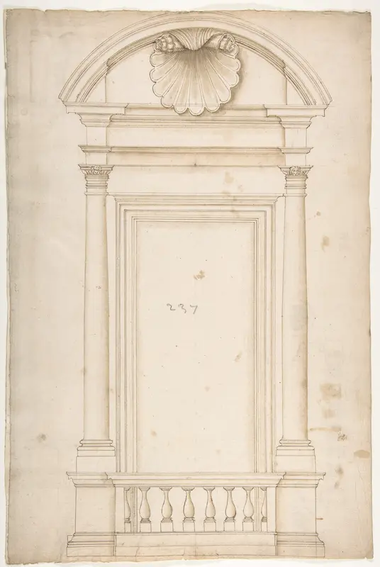 Palazzo Senatorio, window, elevation (recto) Palazzo Senatorio, window, plan; section (verso)