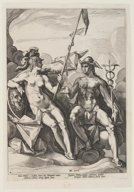 Pallas Athena and Mercury Wall Art by Jacob Matham - High-Resolution Digital Print