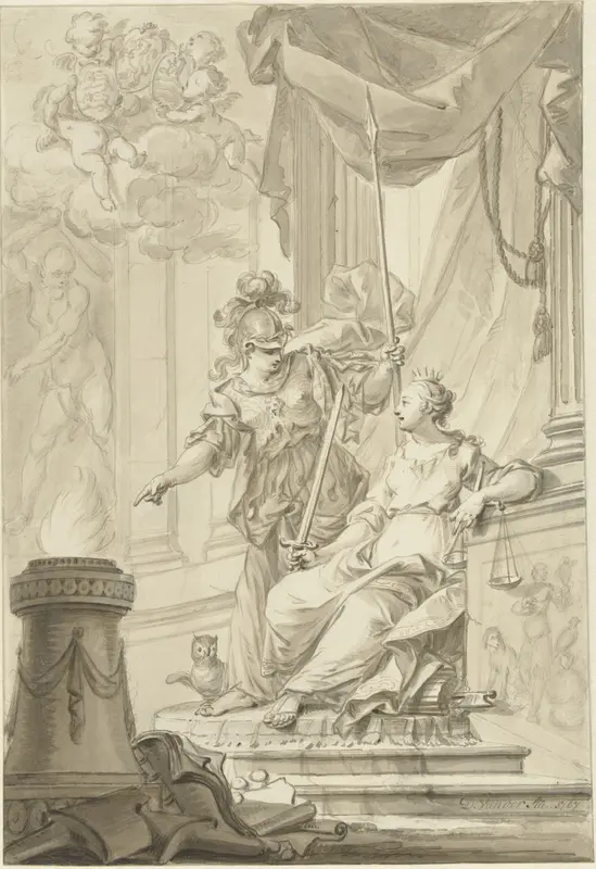 Pallas en de Gerechtigheid Wall Art by Dirk van der Aa - High-Resolution Digital Print