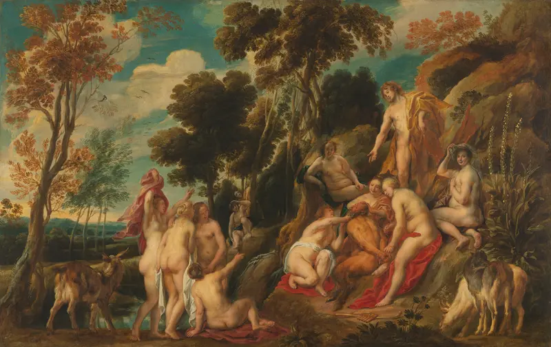 Pan Punished by Nymphs Wall Art by Jacques Jordaens - High-Resolution Digital Print